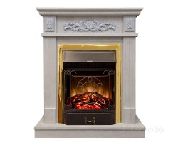 Каминокомплект RealFlame Adelaida STD/EUG WT с очагом Majestic Lux Brass S